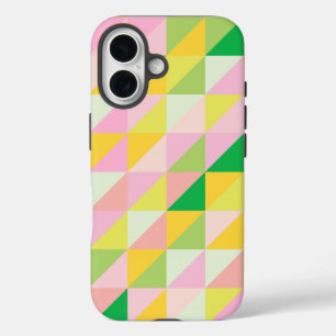 Cute Geometric Patchwork Pattern in Spring Colours iPhone 16 Case