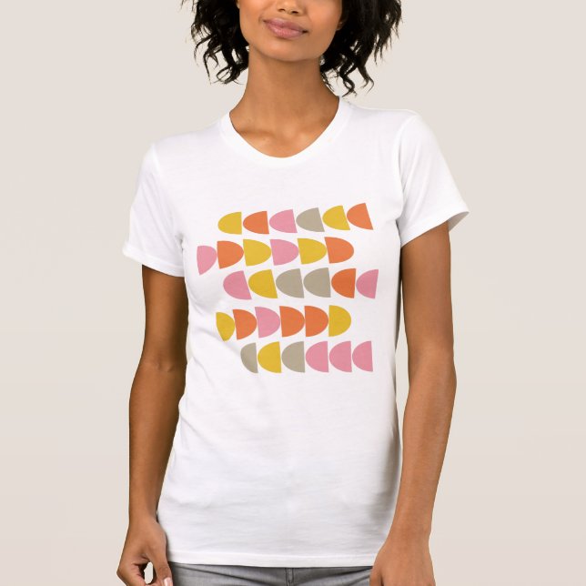 Cute Geometric Pattern in Pink Yellow and Orange T-Shirt (Front)