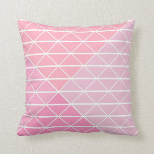 Cute Geometric Pattern of Triangles in Pink Throw Pillow
