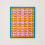 Cute Geometric Shape Pattern Pink Orange Turquoise Jigsaw Puzzle<br><div class="desc">A fun, colourful bold geometric triangle pattern graphic design in bright colours of turquoise blue, orange, and pink.</div>