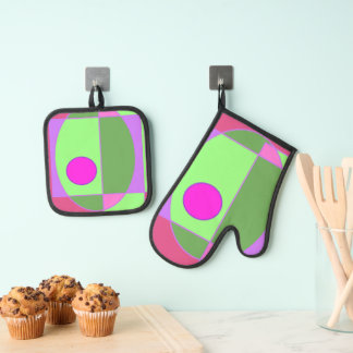 Cute Geometric Sherell Oven Mitt & Pot Holder Set