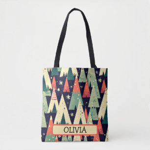 Cute Geometric Trees in Winter Personalized Tote Bag