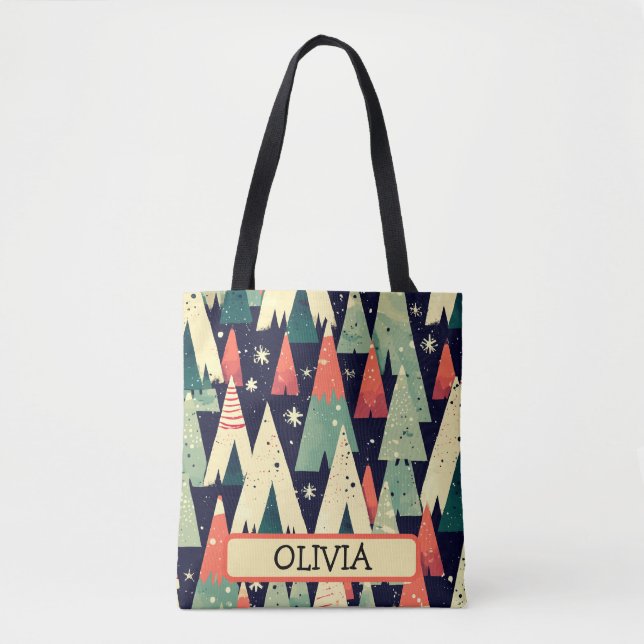  Cute Geometric Trees in Winter Personalized Tote Bag (Front)