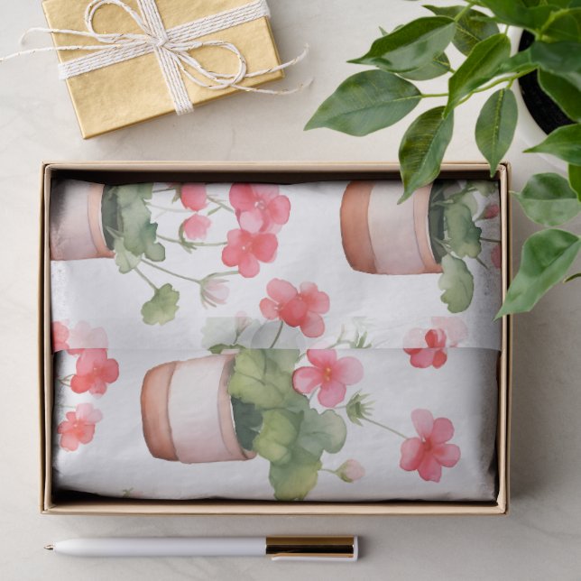 Cute geranium pots tissue paper (Gift)