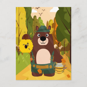 Cute German Bear Calendar Postcard