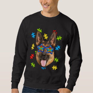 Cute German Shepherd Autism Puzzle Sunglasses Pupp Sweatshirt