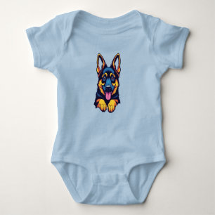 Cute German Shepherd Baby Bodysuit
