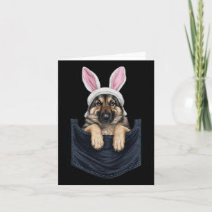 Cute German Shepherd Dog Bunny Hat In Pocket Easte Card