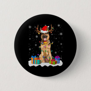 Cute German Shepherd Dog Christmas Lights Santa Ha 2 Inch Round Button