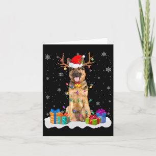 Cute German Shepherd Dog Christmas Lights Santa Ha Card