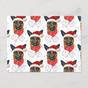 Cute German Shepherd Dog Christmas Pattern Holiday Postcard