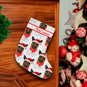 Cute German Shepherd Dog Christmas Pattern Small Christmas Stocking