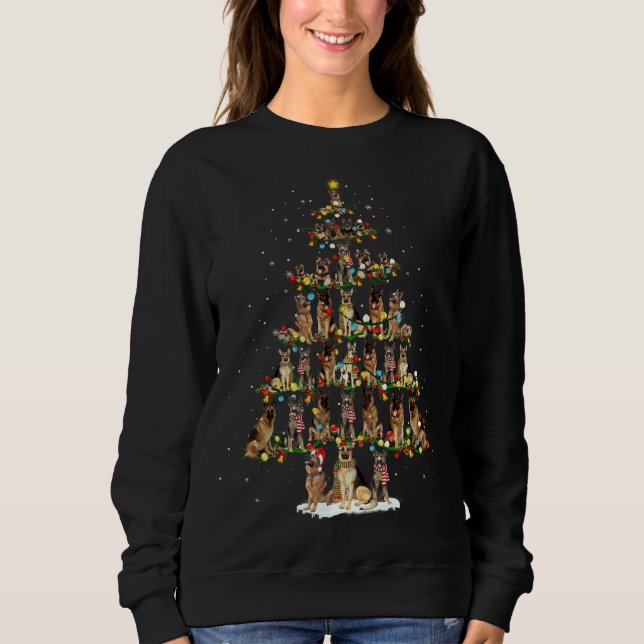Cute German Shepherd dog Christmas Tree gift decor Sweatshirt (Front)