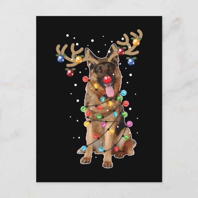 Cute German Shepherd Dog Funny Xmas Holiday Gift Postcard (Front)