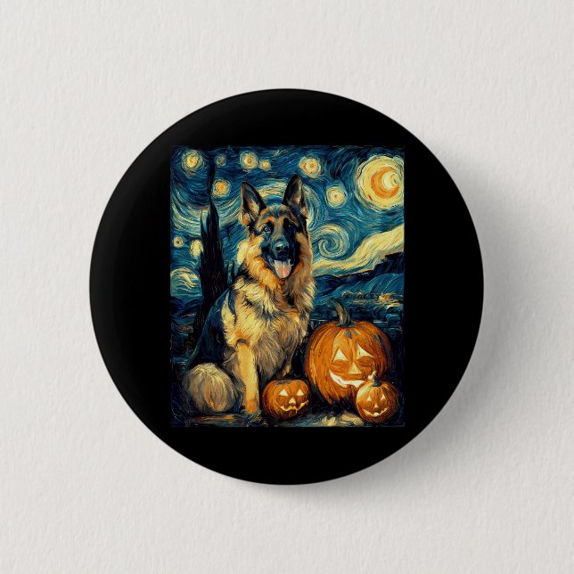 Cute German Shepherd Dog Halloween Jack O Lantern  2 Inch Round Button (Front)