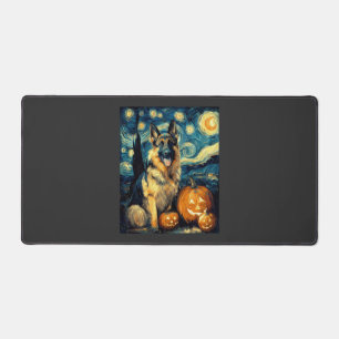 Cute German Shepherd Dog Halloween Jack O Lantern Desk Mat