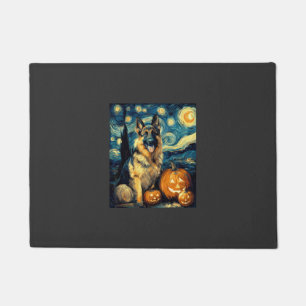 Cute German Shepherd Dog Halloween Jack O Lantern Doormat