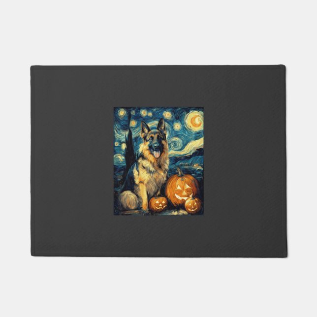 Cute German Shepherd Dog Halloween Jack O Lantern  Doormat (Front)