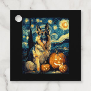 Cute German Shepherd Dog Halloween Jack O Lantern Favour Tags