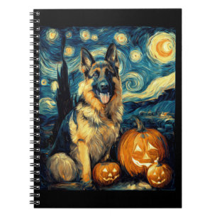Cute German Shepherd Dog Halloween Jack O Lantern Notebook
