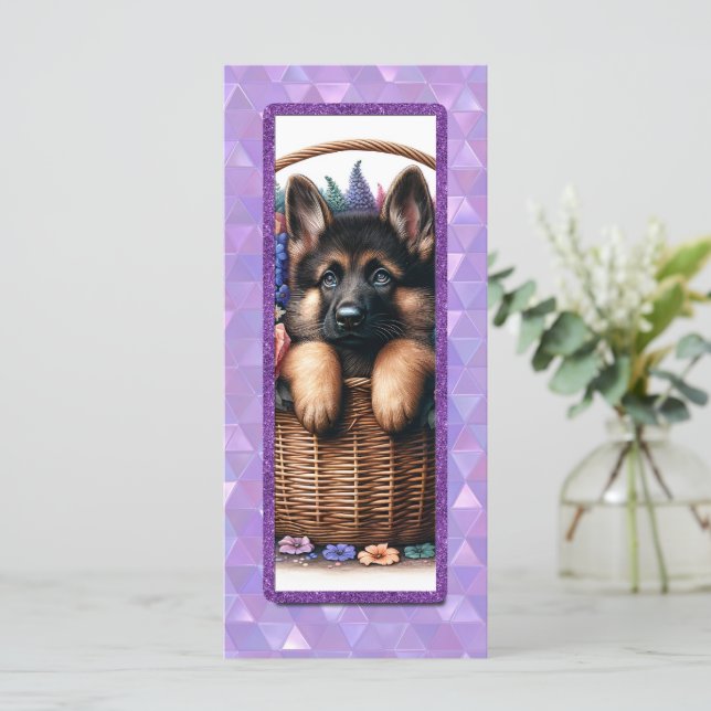 Cute German Shepherd Dog In A Basket (Standing Front)