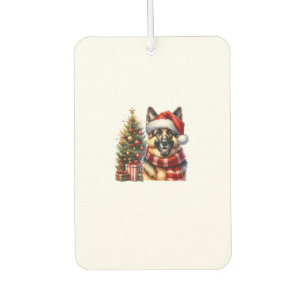 Cute German Shepherd Dog Santa Hat Christmas Tree  Air Freshener