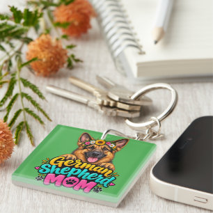  Cute German Shepherd Mom Flower Crown - GSD Dog M Keychain