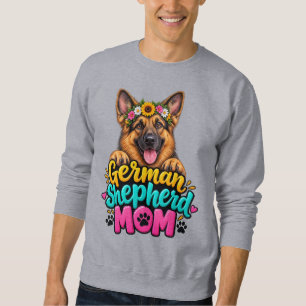  Cute German Shepherd Mom Flower Crown - GSD Dog M Sweatshirt