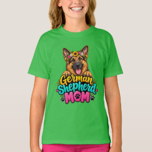 Cute German Shepherd Mom Flower Crown - GSD Dog M T-Shirt