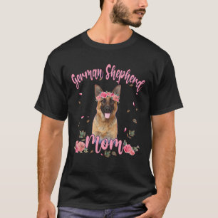 Cute German Shepherd Mom Flower Dog Lover Women Gi T-Shirt