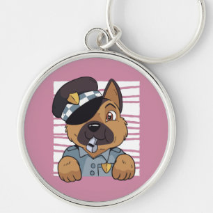 Cute German Shepherd Police Puppy Keychain