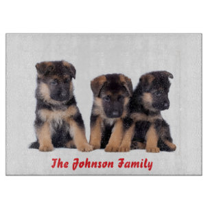Cute German Shepherd Puppies Personalized Cutting Board