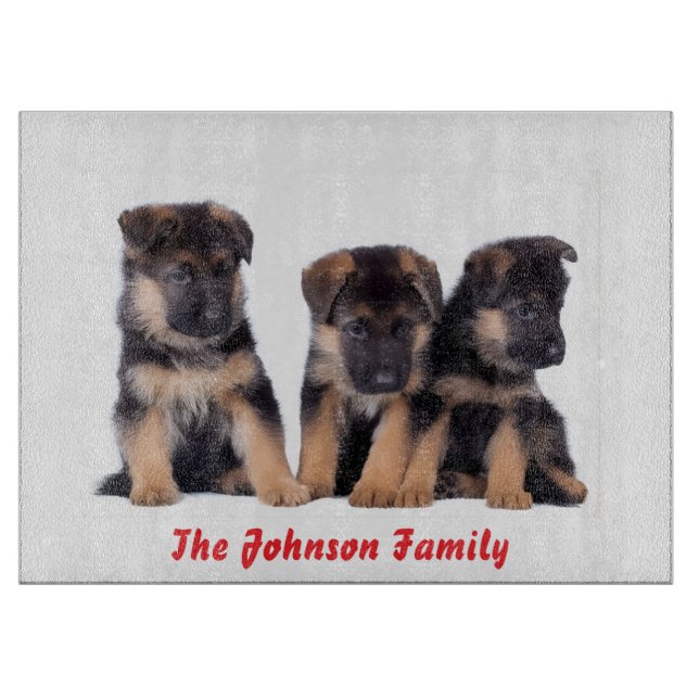 Cute German Shepherd Puppies Personalized Cutting Board (Front)