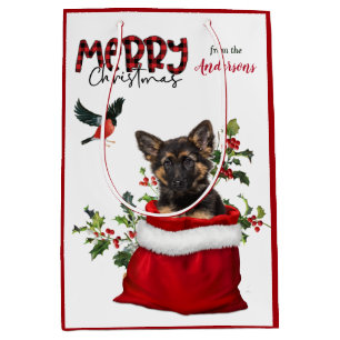 Cute German Shepherd Puppy Dog Christmas Medium Gift Bag