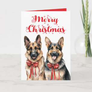 Cute German Shepherd Puppy Dog Merry Christmas Card