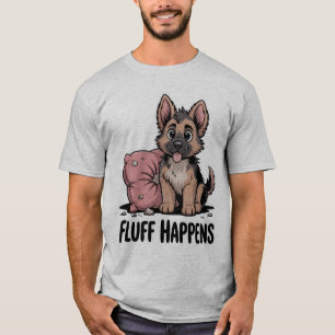 Cute German Shepherd Puppy "Fluff Happens" Dog T-Shirt