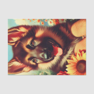 Cute German Shepherd Puppy Painting Tissue Paper