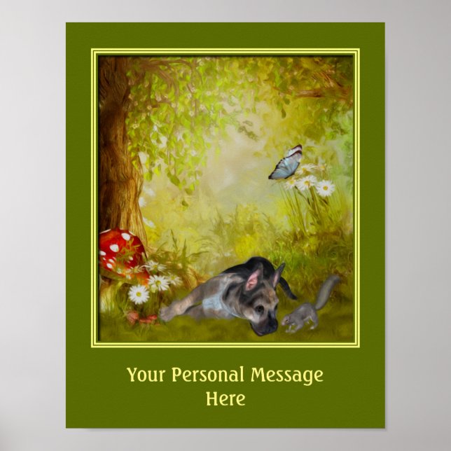 Cute German Shepherd Puppy Personalized Poster (Front)