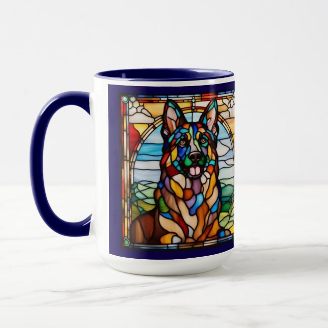Cute German Shepherd Rainbow Mug (Left)