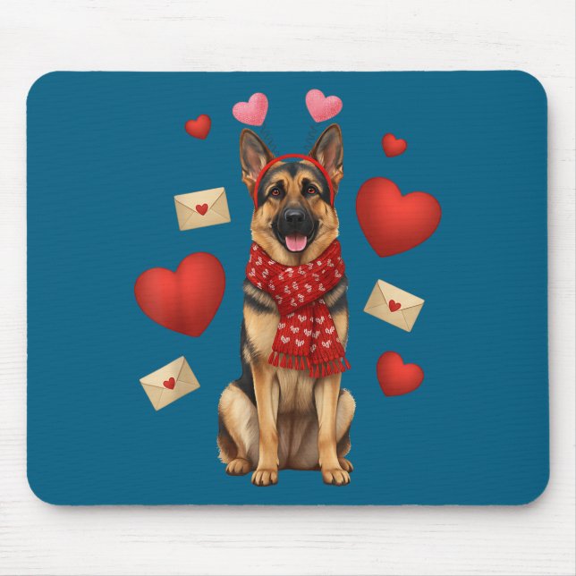 Cute German Shepherd Valentine’s Day Dog Mom - Ger Mouse Pad (Front)
