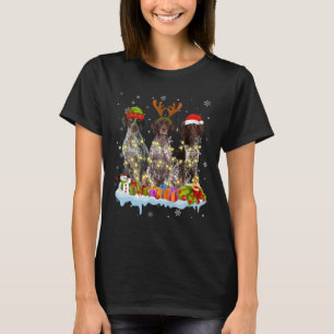 Cute German Shorthaired Santa Hat Christmas Light T-Shirt
