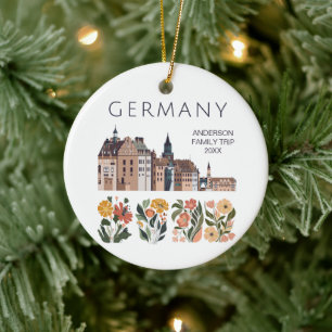 Cute Germany Floral City Ceramic Ornament