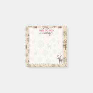 Cute Get Dashing Woodland Reindeer Pattern Tan Post-it Notes