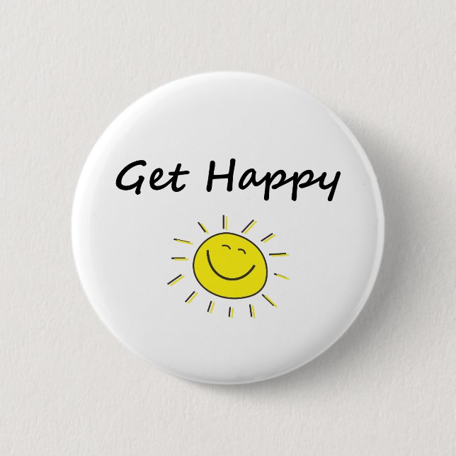 Cute Get Happy Smiling Sun Face Light-Colour 2 Inch Round Button (Front)