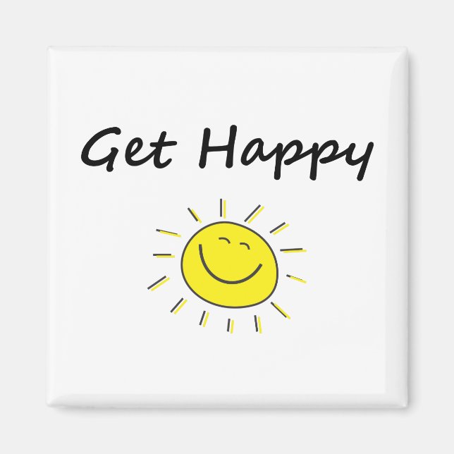 Cute Get Happy Smiling Sun Face Light-Colour Magnet (Front)