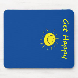 Cute Get Happy Smiling Sun Face Vertical Dark Mouse Pad