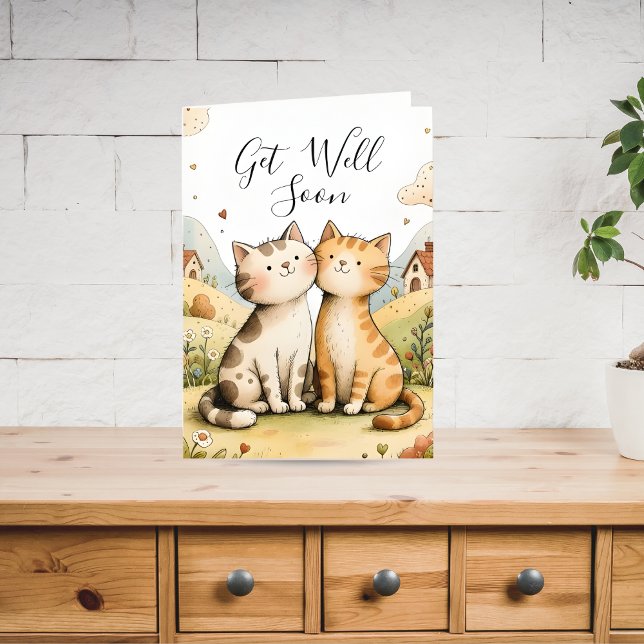 Cute Get Well Soon Cat Holiday Card (Creator Uploaded)