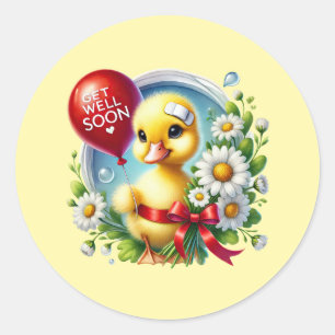 Cute get well soon duck classic round sticker