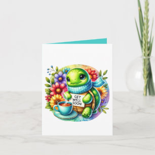 Cute get well soon turtle add message card