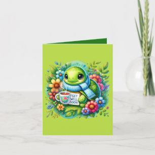 Cute get well turtle add message card